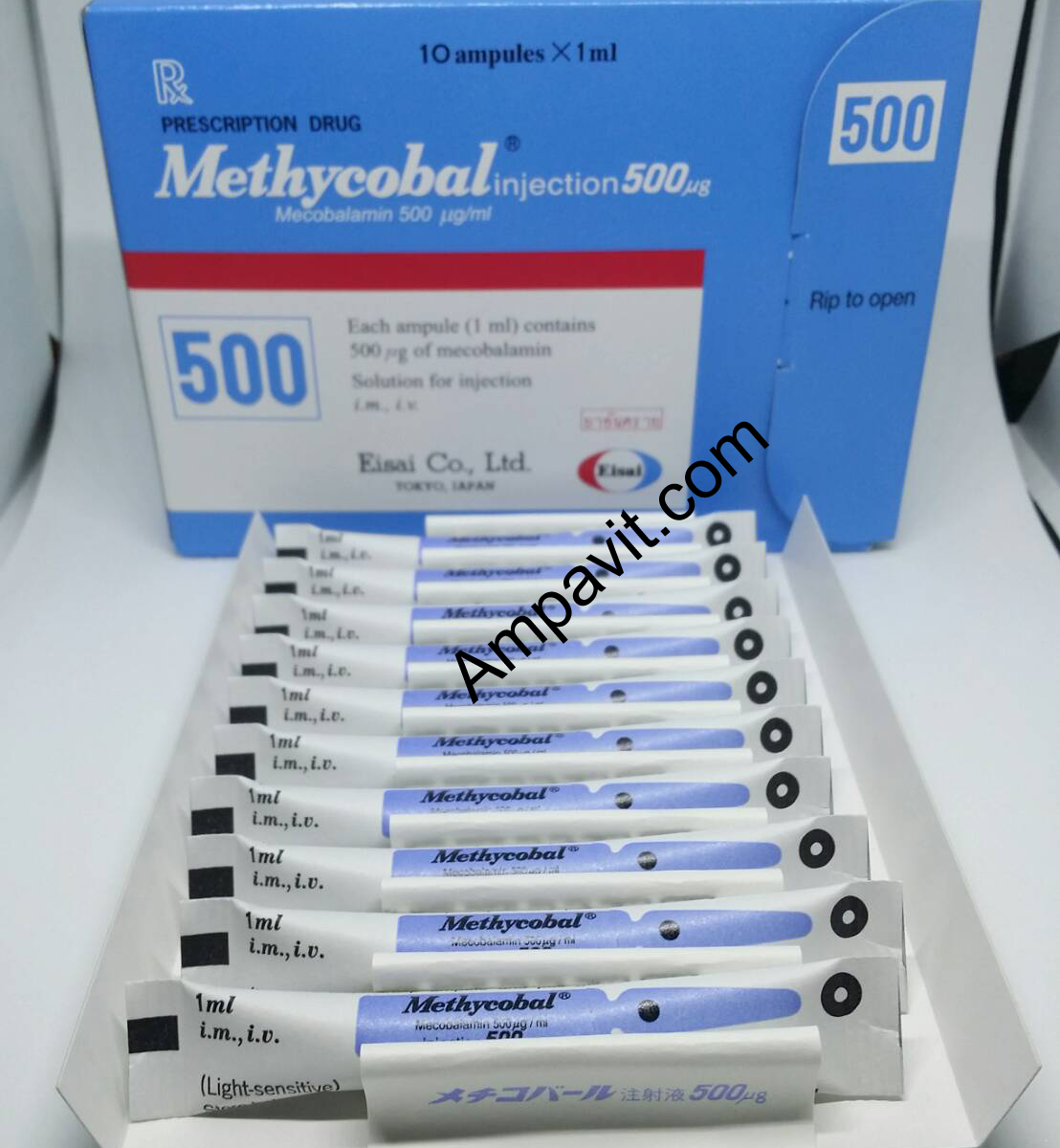 Methylcobalamin Vitamin B12 10 x 1ml pack ampoules AmpaVit & B124U