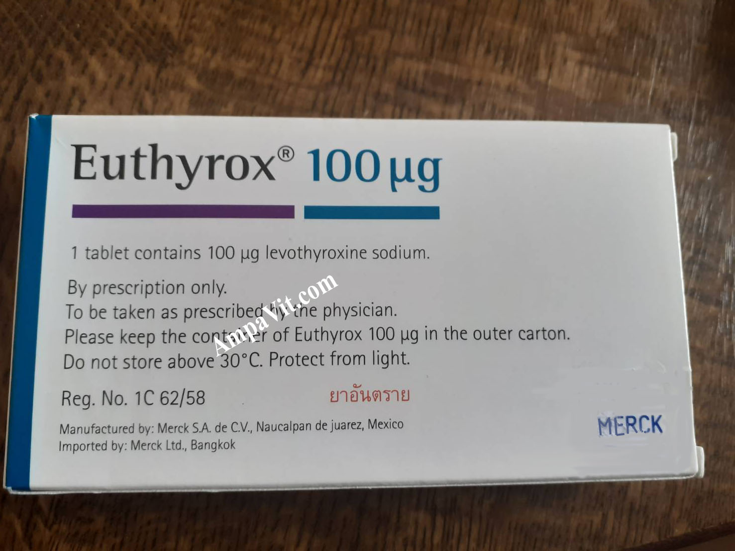 Merck Euthyrox Thyroid Support Supplement 100mcg 100 tabs AmpaVit & B124U