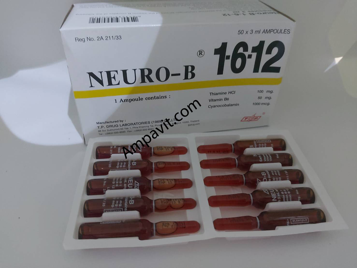 Neuro B x 50 Ampoules B1 B6 B12 3 ml Trade Pack AmpaVit & B124U