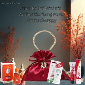 Thai Relief Mini Kit in red silk bag – Siang Pure aromatherapy set from Thailand