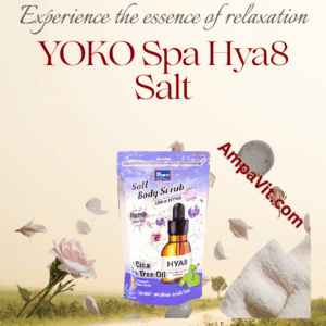 YOKO Spa HYA8 Salt Cica + Tea Tree Oil + Vitamin C body scrub from Ampavit Thailand.