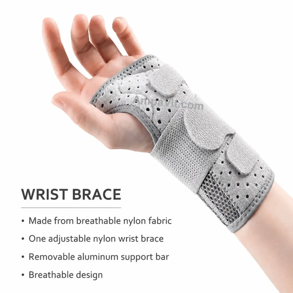 Wrist Brace, Nylon, Aluminum, Adjustable, Wrist Strap